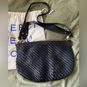 Clare V Moyen Messenger in Black Leather Zig Zag